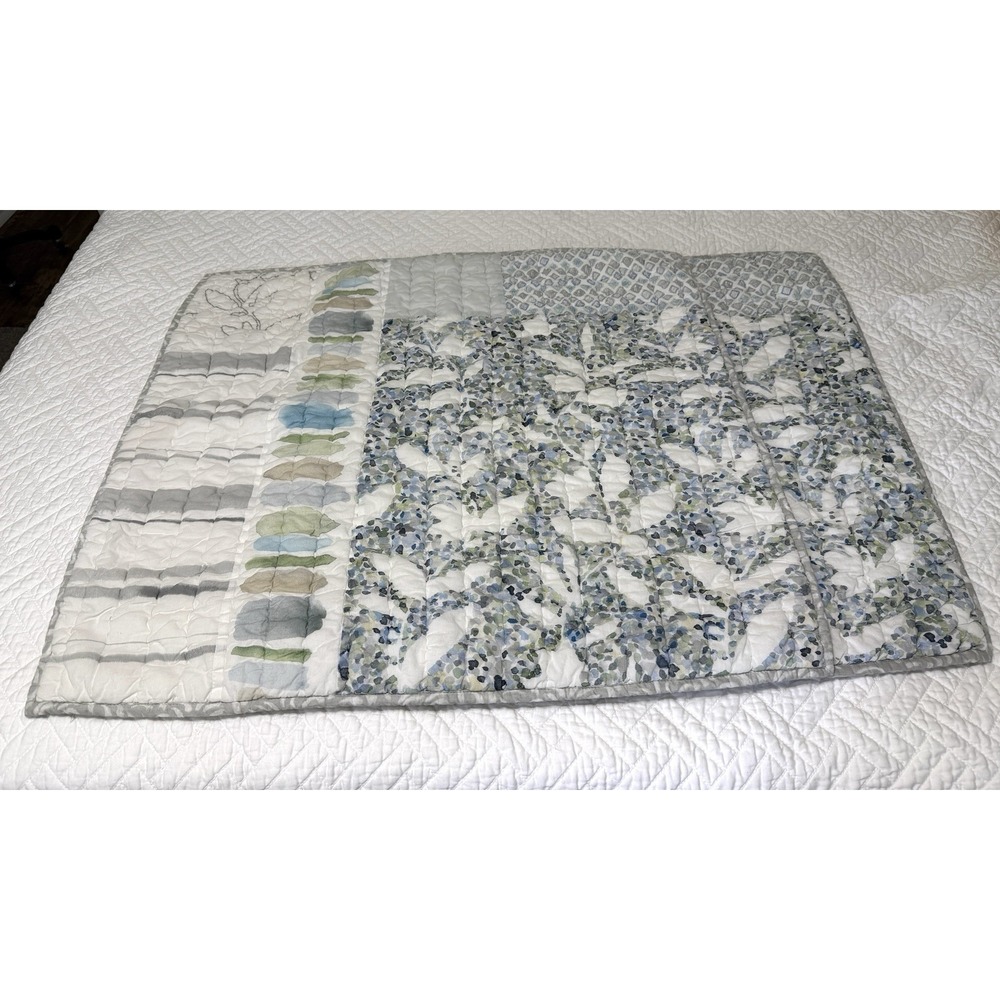 2 Pottery Barn Rebecca Atwood Patchwork Quilted Euro Pillow Shams Blue White 26"